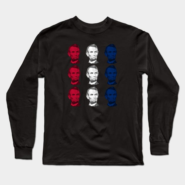 President Abraham Lincoln - Red, White, and Blue Long Sleeve T-Shirt by warishellstore